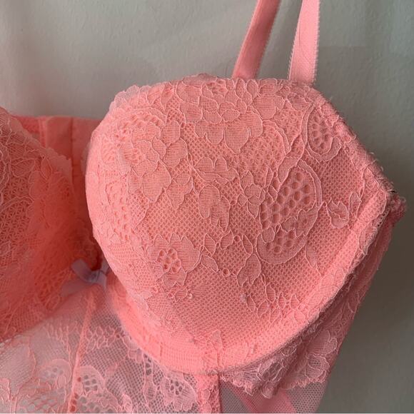 Victoria’s Secret Dream Angels Demi-bust balconette push up bra pink 34C EUC - Picture 6 of 10